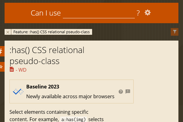 Screenshot Can I Use Website